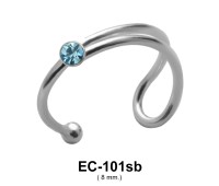 Blue Stone Circular Ear Cuff EC-101b